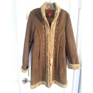 Penny Lane ESPRIT  Women's Small Coat Suede Faux Fur Boho Jacket VTG Y2K